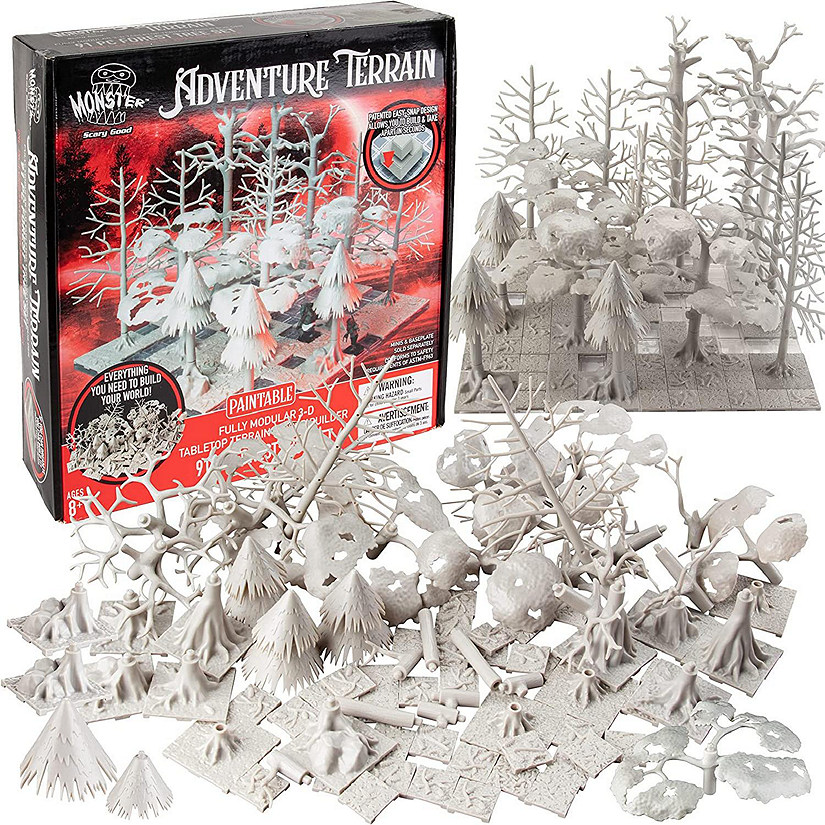 Monster Adventure Terrain 91Pc Paintable Forest Tree Set Fully Modular, Stackable 3D Tabletop World Builder-Use Alone or w/ Other Sets- Compatible with DND Dung Image