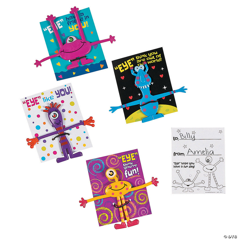 Monster Bendable Valentine Exchanges with Card for 24 Image