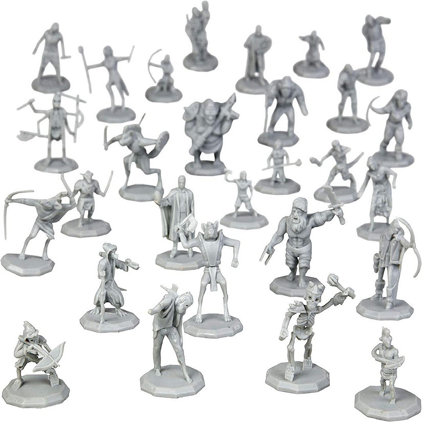 Monster Protector- 28 Unpainted 1" Hex-Sized Fantasy Mini Figures for Your RPG Dungeon Campaigns Image