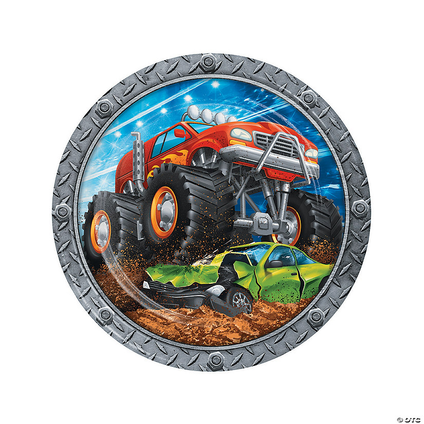 Monster Truck Party Paper Dinner Plates - 8 Ct. Image
