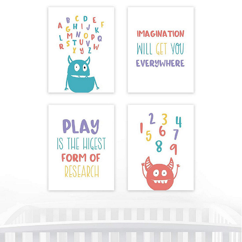 Monsters ABC 123 Prints 8.5x11in 4pk Image