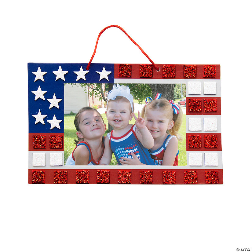 Mosaic Patriotic Flag Picture Frame Sign Craft Kit- Makes 12 Image