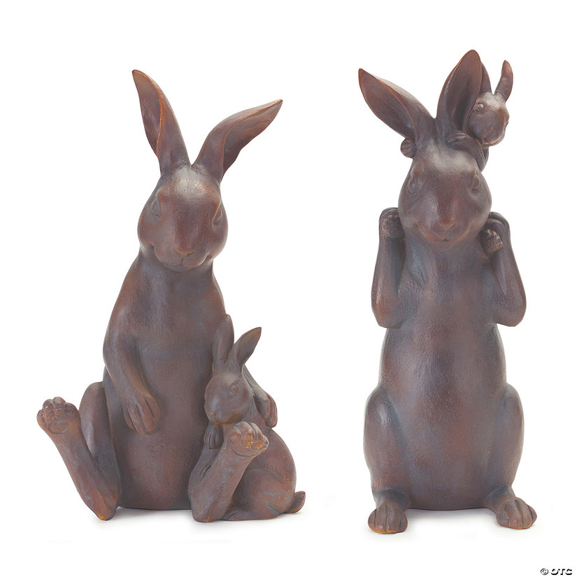 Mother Rabbit And Baby Bunny Statue (Set Of 2) 15.25"H, 16.25"H Resin Image