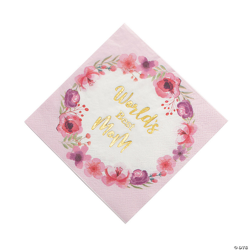 Mother&#8217;s Day Floral World's Best Mom Luncheon Napkins - 16 Pc. Image