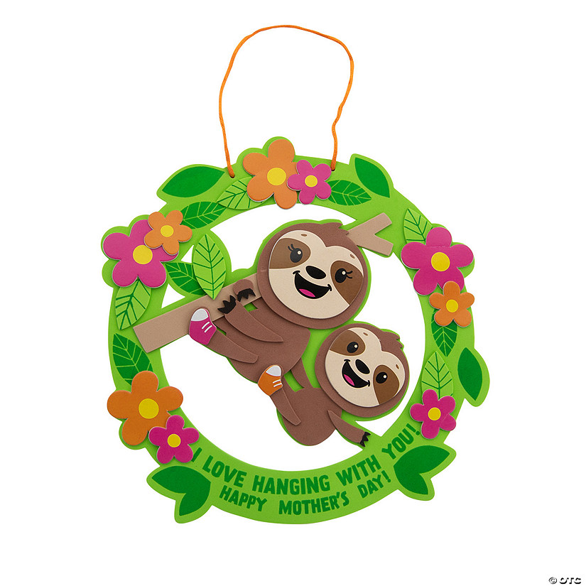 Mother&#8217;s Day Sloth Wreath Craft Kit - Makes 6 Image