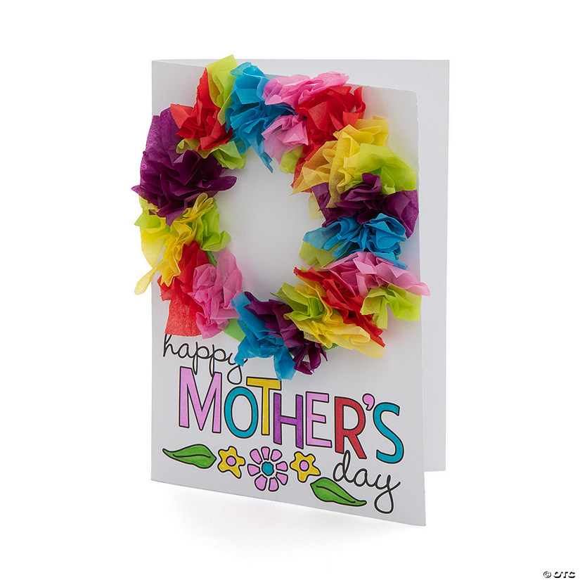 Mother&#8217;s Day Tissue Paper Wreath Card Craft Kit - Makes 12 Image
