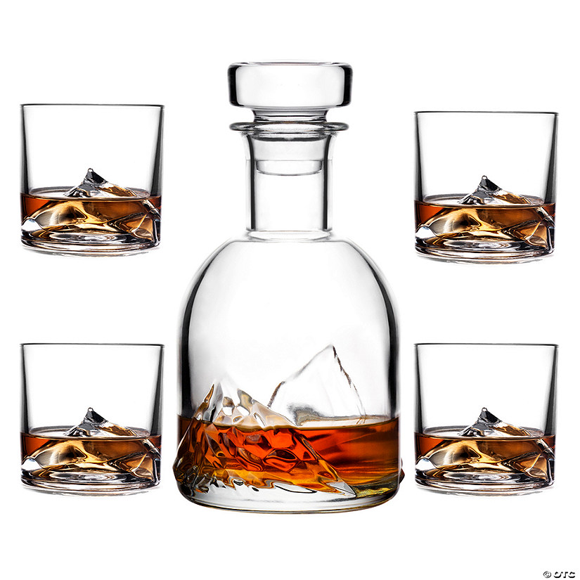 Mount Everest Crystal Whiskey Decanter Set with Glasses Image