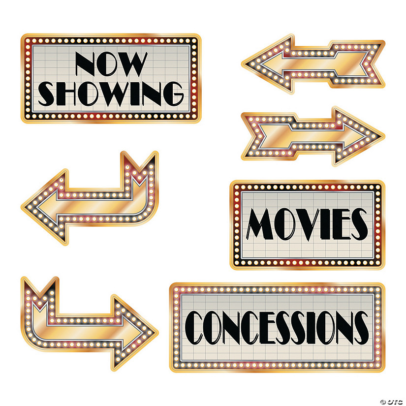 Movie Night Directional Sign Cutouts - 6 Pc. Image