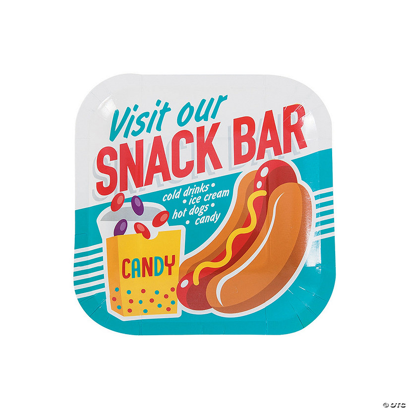 Movie Party Snack Bar Square Paper Dessert Plates - 8 Ct. Image