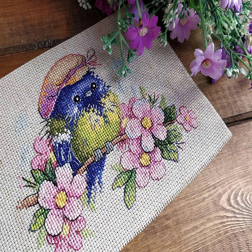 MP Studia - Bird with Flowers M-553 / SM-553 Counted Cross-Stitch Kit Image