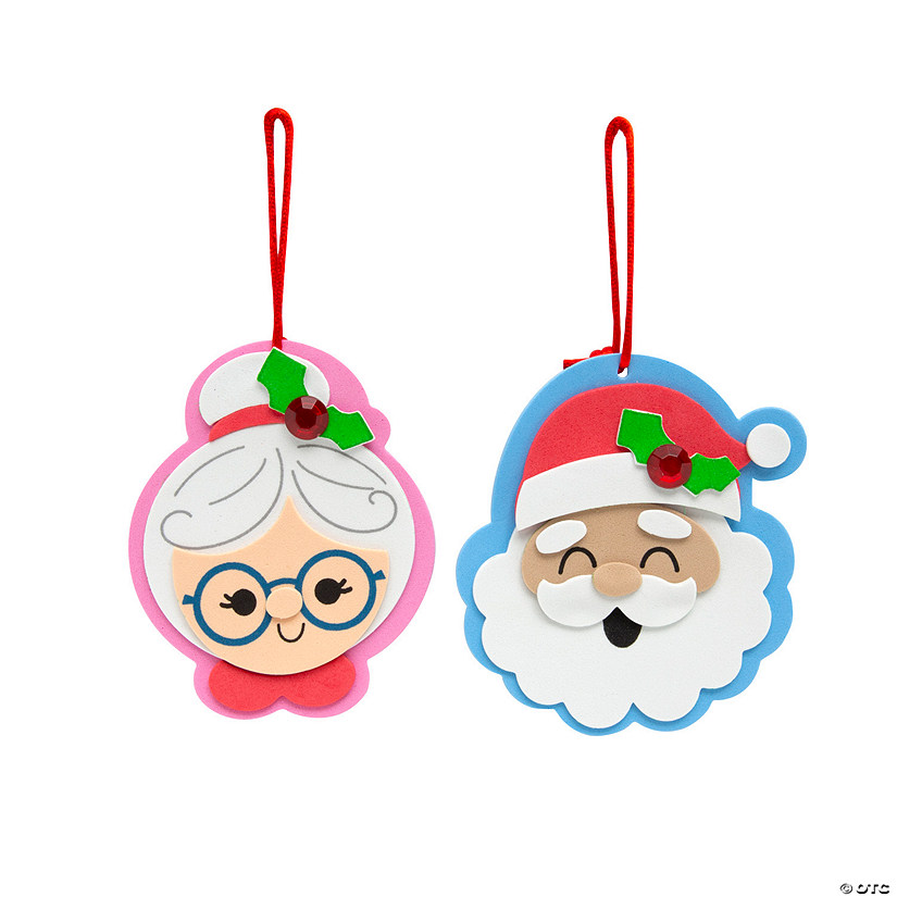 Mr. & Mrs. Claus Christmas Ornament Foam Craft Kit - Makes 12 Image