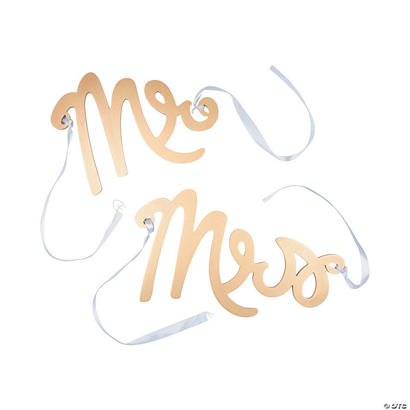 Mr. & Mrs. Gold Calligraphy Chair Signs - 2 Pc. Image