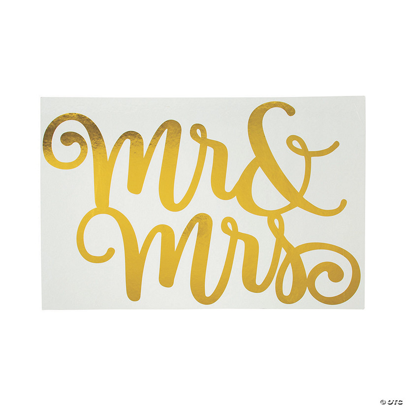 Mr. & Mrs. Gold Foil Backdrop Sign Image