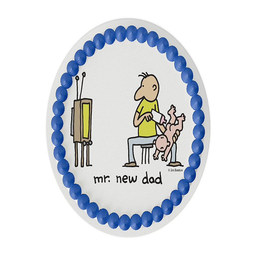 Mr. New Dad 8" Round Edible Cake Topper Image