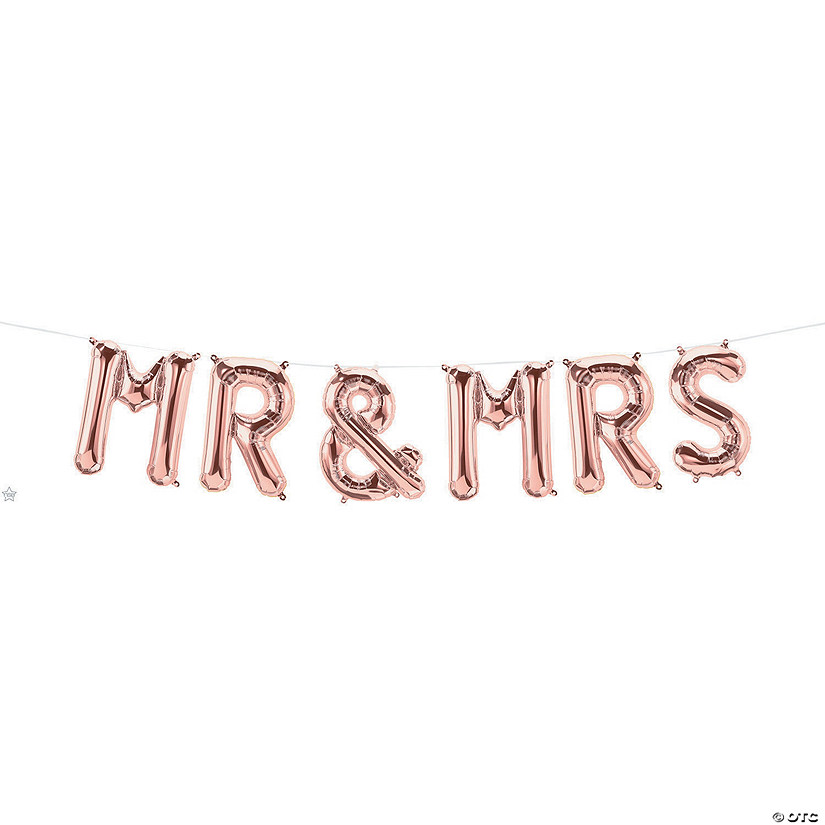Mr & Mrs Rose Gold 18" Mylar Balloon Kit - 6 Pc. Image