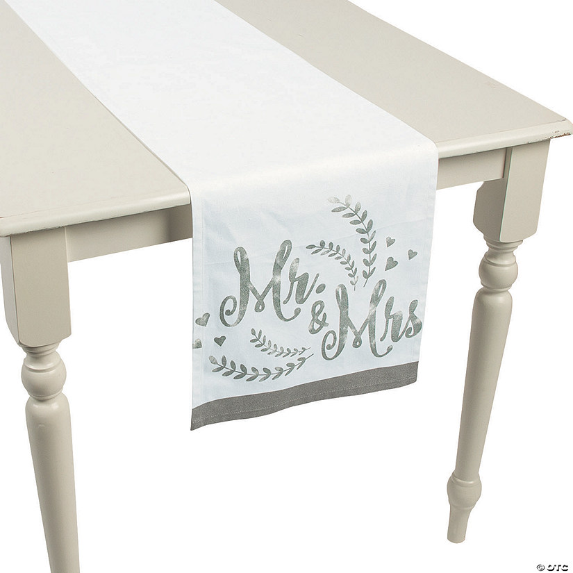Mr. & Mrs. Silver Weathered Table Runner Oriental Trading