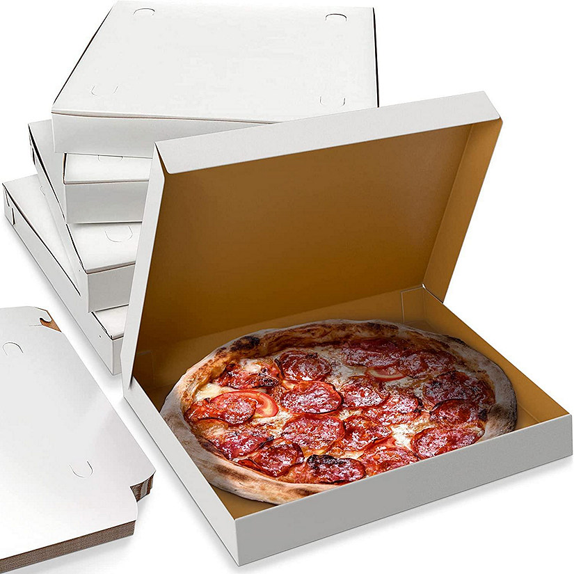 MT Products 10" x 10" x 1.5" White Lock Corner Thin Pizza Boxes - 10 Pieces Image
