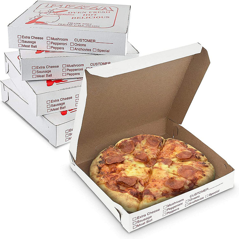 MT Products 10" x 10" x 2" White Clay Coated Pizza Boxes - Pack of 20 Image