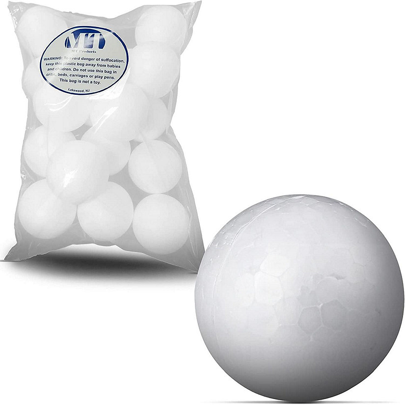 MT Products 2.5" White Polystyrene Foam Balls for Crafts Pack of 18