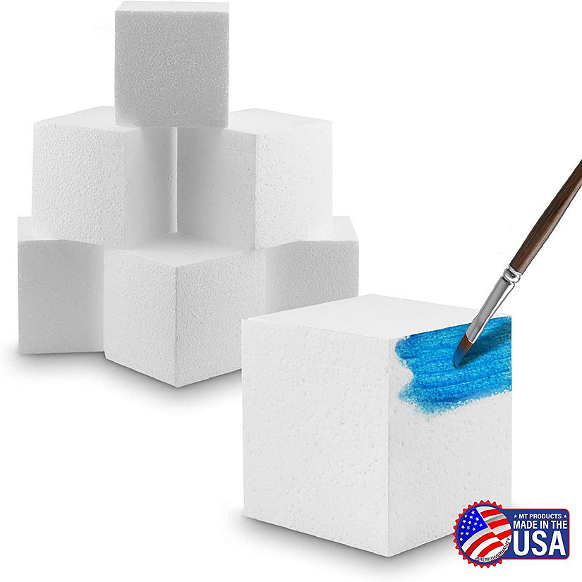 MT Products 4" x 4" x 4" White Polystyrene Foam Blocks Pack of 6