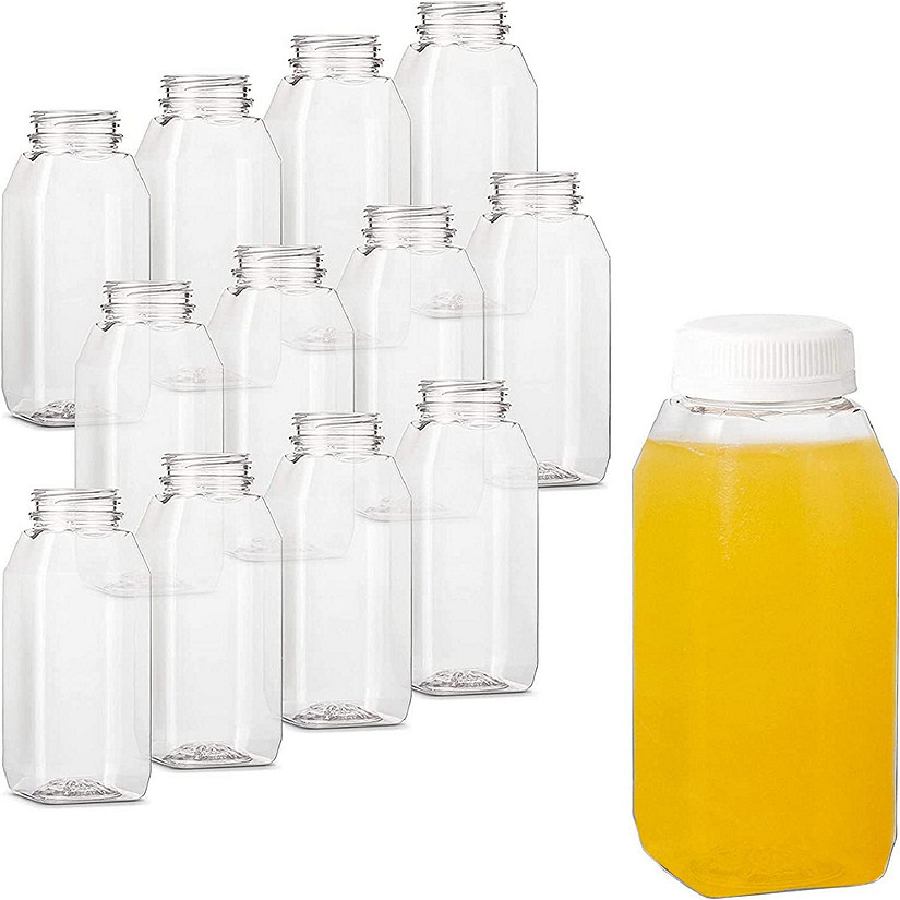 MT Products 8 oz Juice Bottles with Caps Set of 12 Bottles with Caps