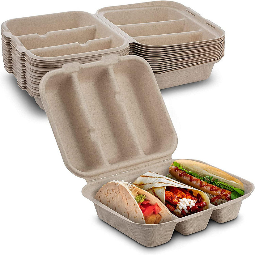 MT Products 8" x 7" x 3" Pulp Fiber 3 Taco Holder - 15 Pieces Image