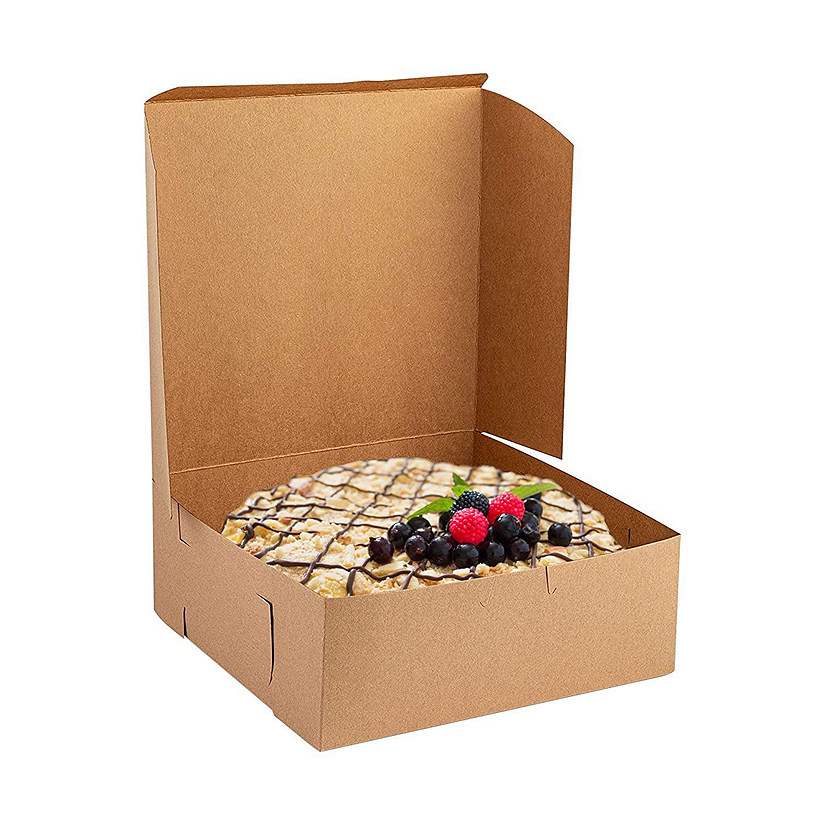 MT Products 8" x 8" x 3" Kraft No-Window Bakery Boxes - Pack of 15 Image