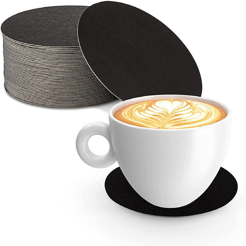 MT Products Black Drink Coasters 4" - Round Disposable Coasters - Pack of 50 Image