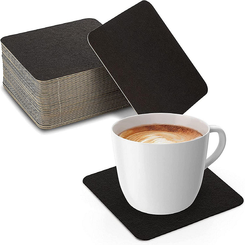 MT Products Black Drink Coasters 4" - Square Disposable Coasters - Pack of 50 Image