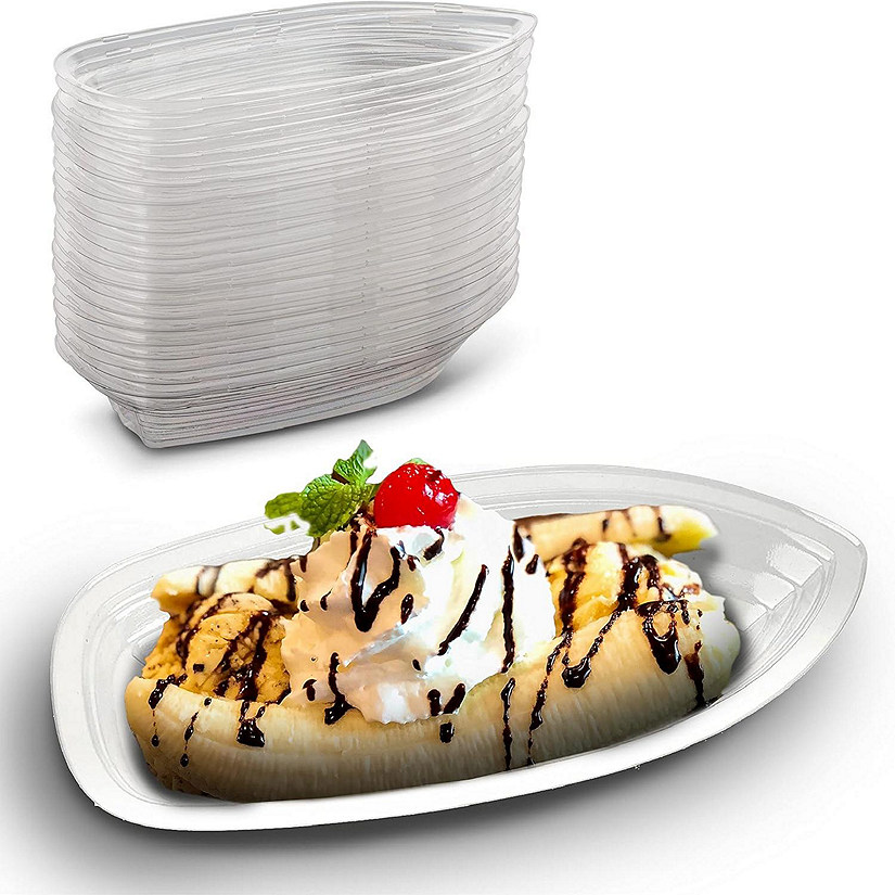 MT Products Clear Banana Split Boats 12 oz - Disposable Sundae Bowls - Pack of 60 Image
