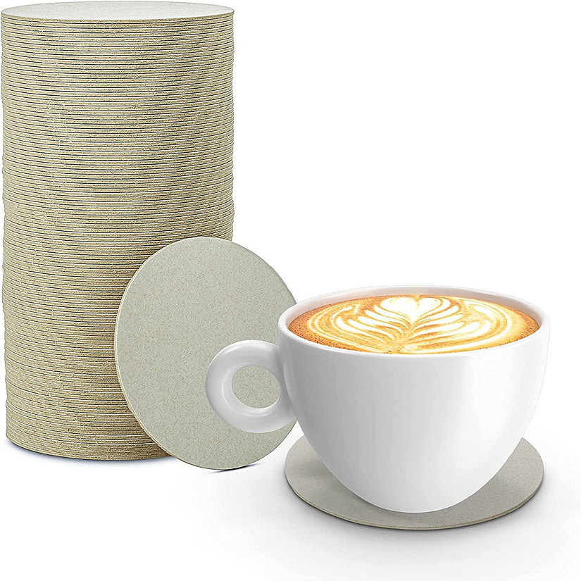 MT Products Drink Coasters 4" - White Round Paper Cup Coasters - Pack of 125 Image