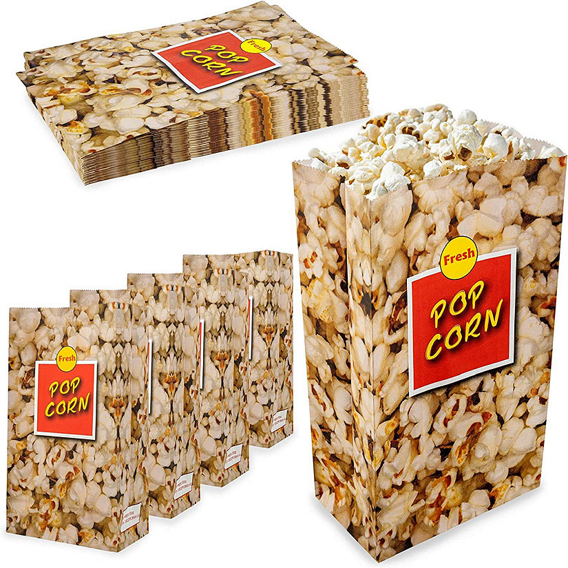 MT Products Popcorn Bags -  130 oz Popcorn Holders with Flat Bottom - Pack of 50 Image