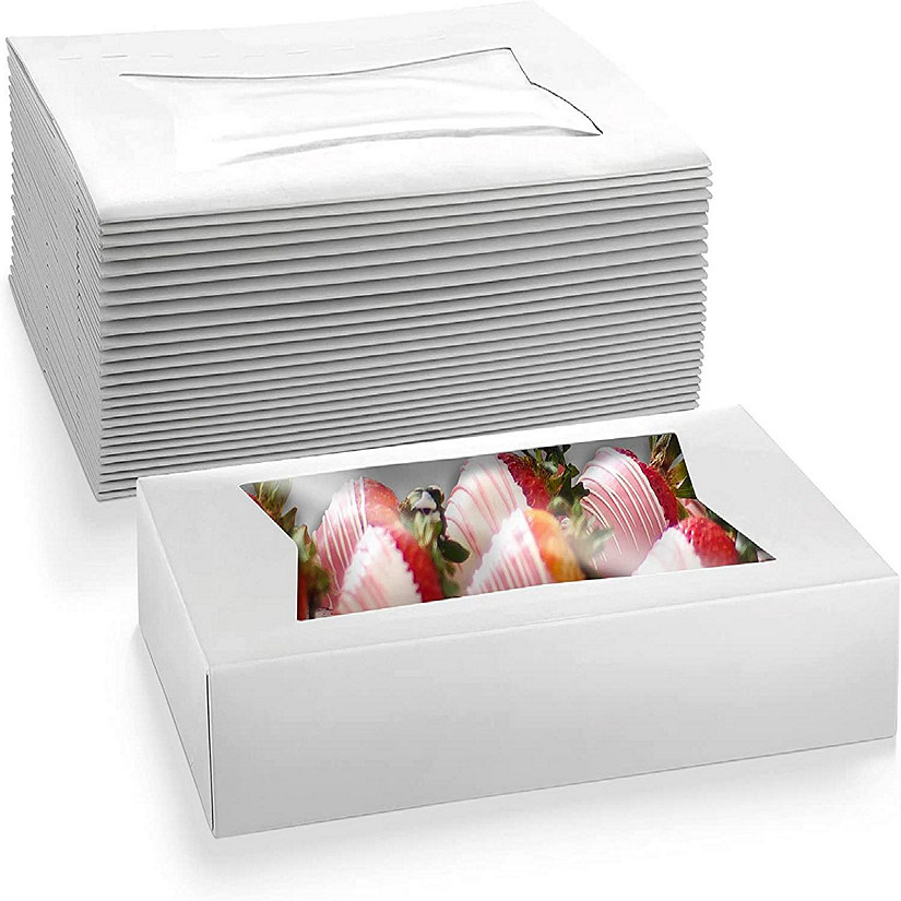 MT Products Treat Box - 12" x 8" x 2.25" White Bakery Boxes - Pack of 15 Image