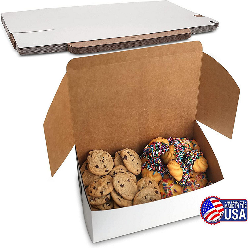 MT Products White Cookie Box - 10" x 6" x 3.5" Bakery Boxes No-Window (Pack of 15) - Made in the USA Image