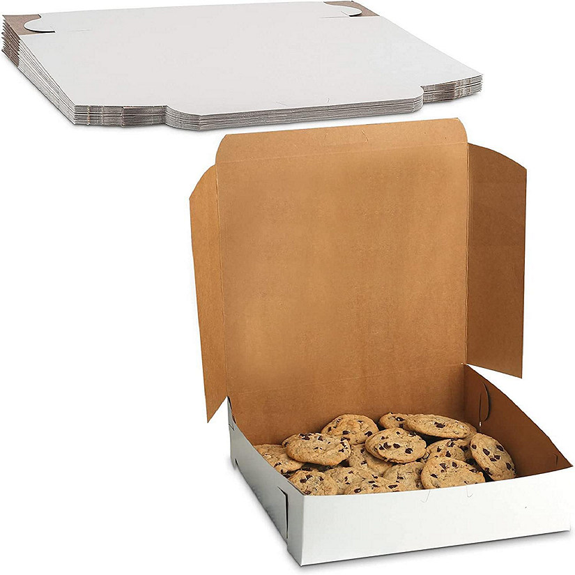 MT Products White Cookie Boxes - 9" x 9" x 3" Bakery Boxes  No-Window - Pack of 15 Image