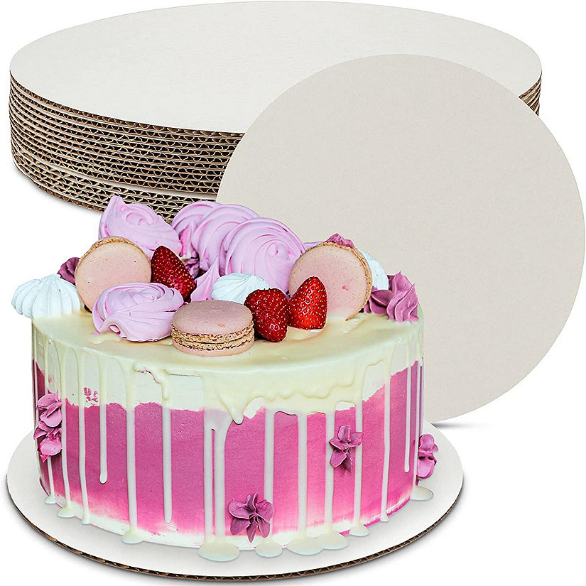 MT Products White Corrugated Cake Boards 14" Round - Pack of 15 Image