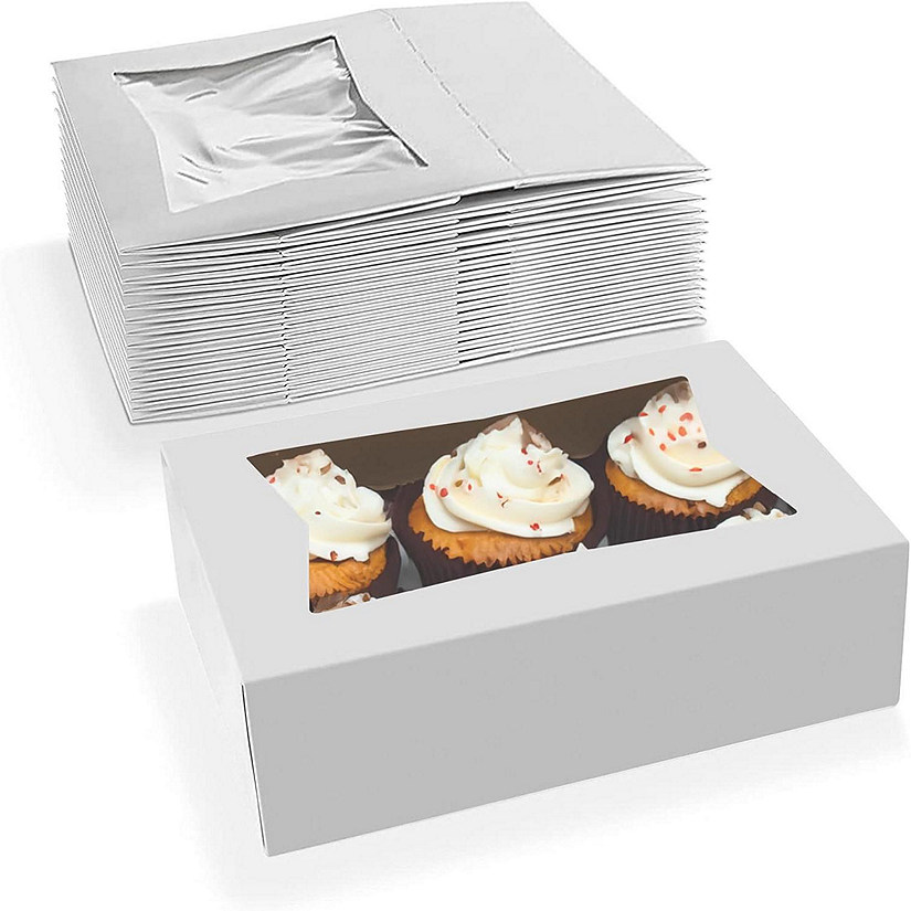 MT Products White Cupcake Box 8" x 5.75" x 2.5" Bakery Boxes with