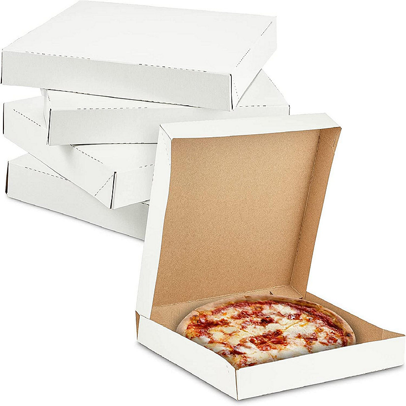 MT Products White Lock Corner Thin Pizza Box - 12" x 12" x 1.9" - Pack of 10 Image