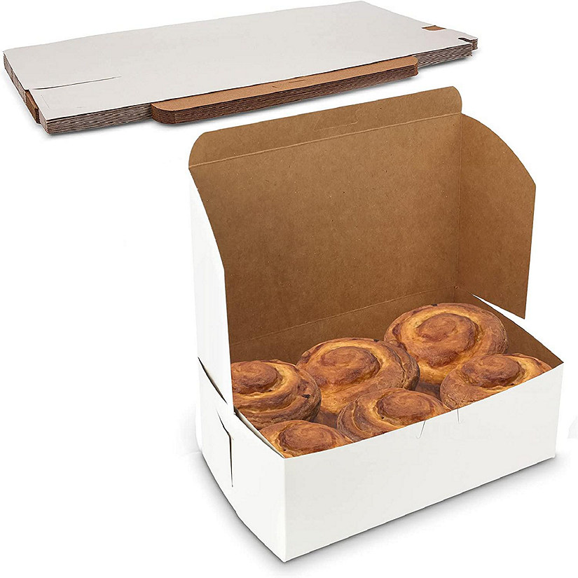 MT Products White Treat Boxes - 8" x 5.5" x 4" Bakery Boxes No-Window (Pack of 15) - Made in the USA Image