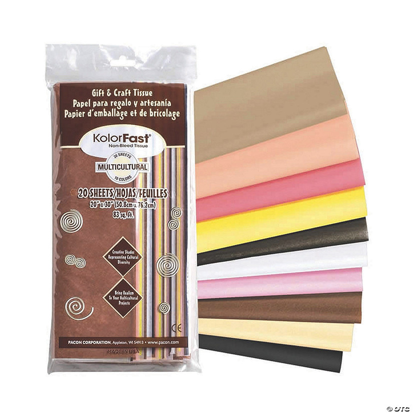 Multi-Cultural Tissue Assortment, 10 Assorted Colors, 20" x 30", 20 Sheets Per Pack, 6 Packs Image
