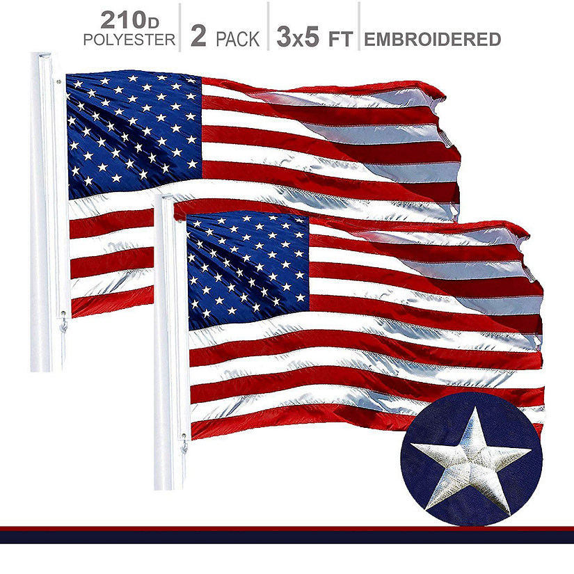 MULTI PACK American Flag 210D Embroidered Polyester 3x5 Ft  2 PACK Image