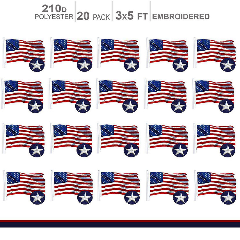 MULTI PACK American Flag 210D Embroidered Polyester 3x5 Ft   20 PACK Image