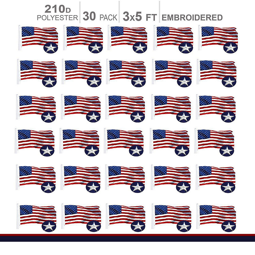MULTI PACK American Flag 210D Embroidered Polyester 3x5 Ft   30 PACK Image