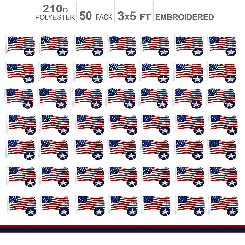 MULTI PACK American Flag 210D Embroidered Polyester 3x5 Ft   50 PACK Image