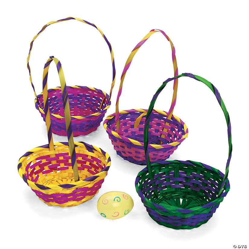 Multicolor Round Bamboo Easter Baskets - 12 Pc. Image