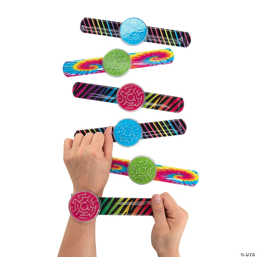 Multicolor Slap Bracelets with Maze Puzzle - 12 Pc. Image