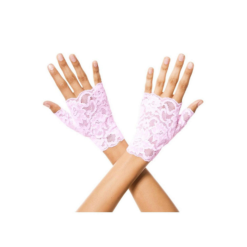 Music Legs 416-BABYPINK Lace Fingerless Gloves, Baby Pink Image