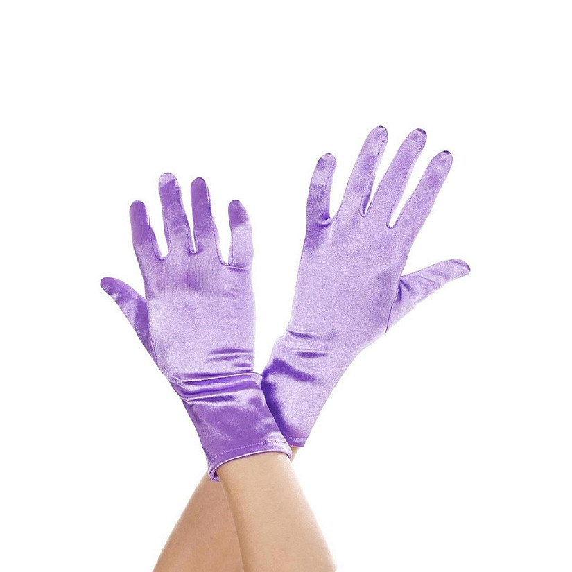 Music Legs 461-PURPLE Wrist Length Satin Gloves, Purple Image