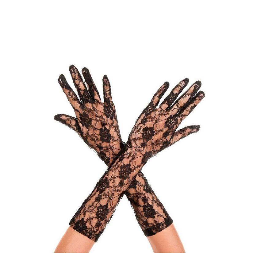 Music Legs 481-BLACK Lace Arm Warmers Gloves - Black Image