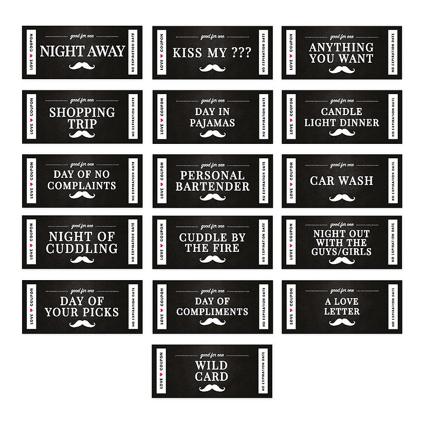 Mustache Design Love Coupons for Couples Image